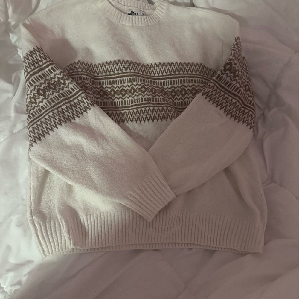 Cozy White and Brown Sweater
